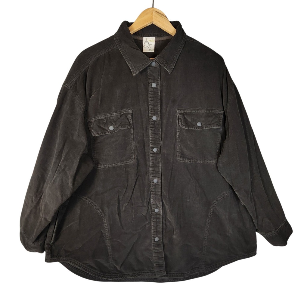 OFFLINE by Aerie Corduroy Shirt XXL Gray Oversized Snap Front Shacket